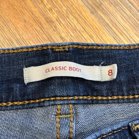 Levis Classic Boot dark denim high waisted 5 pocket stretch denim jean size 8 - Picture 4 of 6